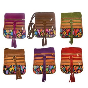 Hummingbird Embroidered Leather Tassel "Romi" Bag