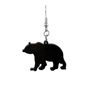 Large Wooden Bear Earrings