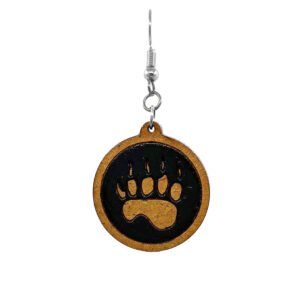 Large Wooden Bear Paw Earrings