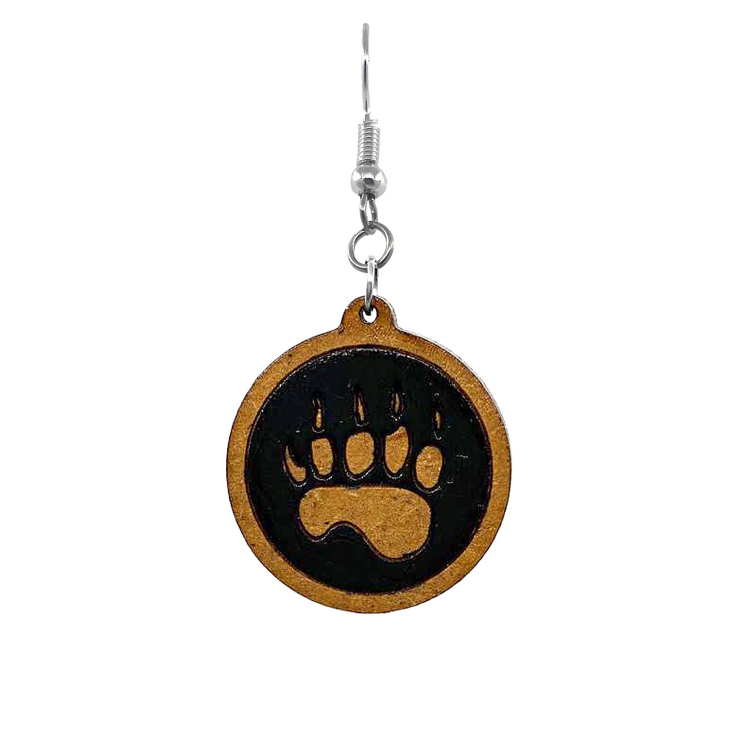 Large Wooden Bear Paw Earrings
